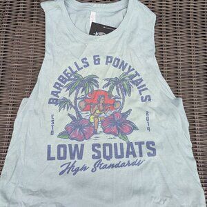 Barbells And Ponytails "Beach" Racer Crop Tank Top Sz M NEW